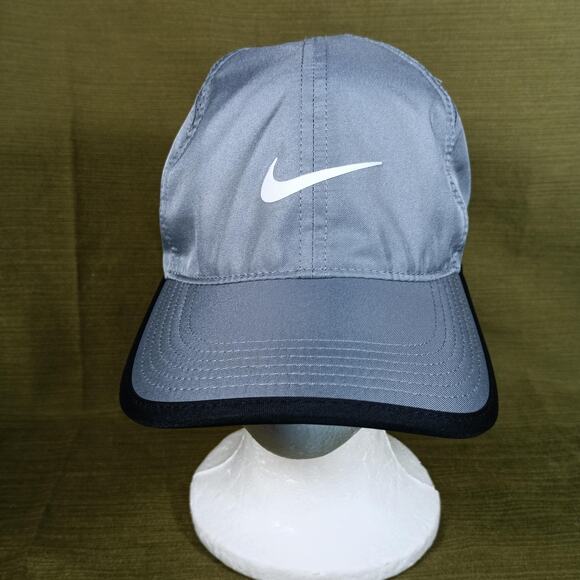 Nike Other - Nike Featherlight Hat Cap Gray Black Strapback Dri-FIT Running
